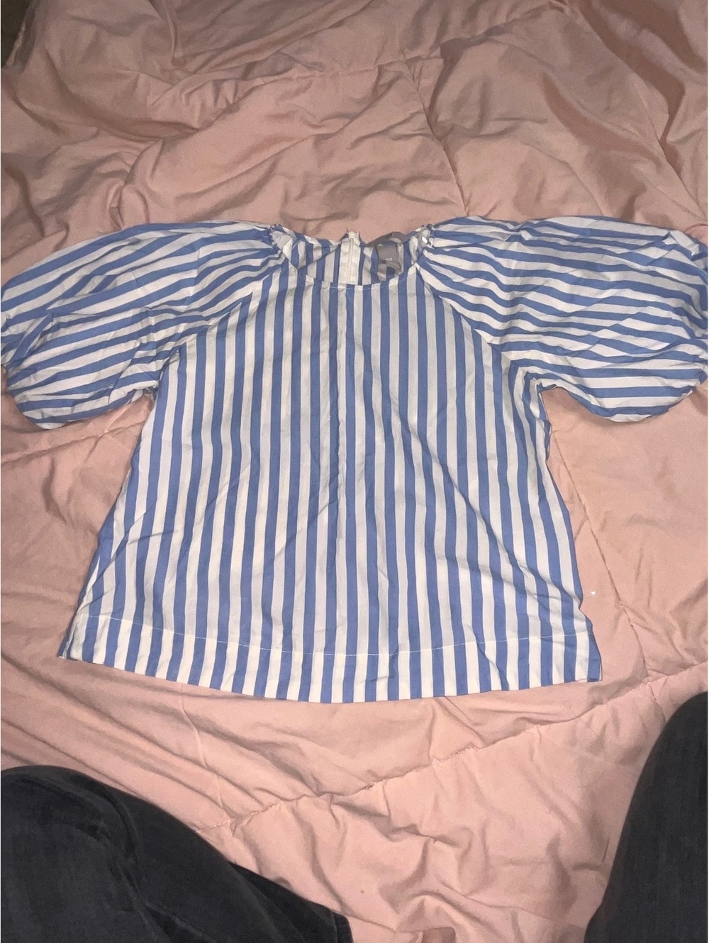 H&M blue and white striped blouse